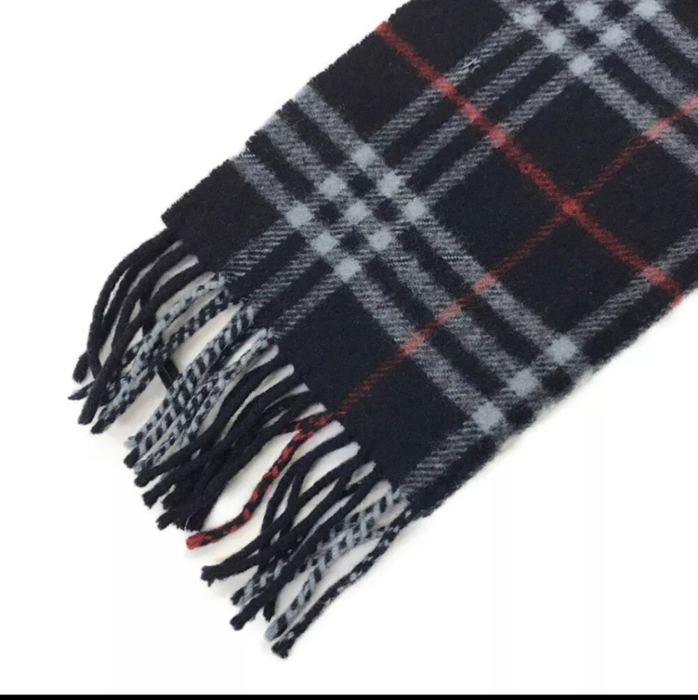 Burberrys Vintage Check Lambswool 100％ Stole Scarf Multicolor BLUE - Picture 4 of 12